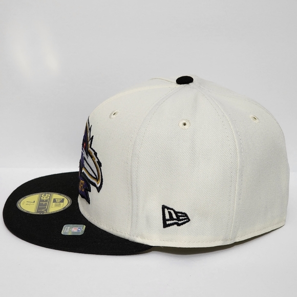 New Era Baltimore Ravens On-Field Cap 59Fifty NFL 7 1/4 Fitted Hat Black Cream - Picture 4 of 8